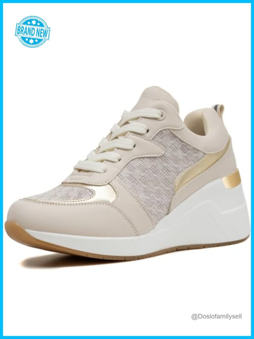 Wedge Sneakers High Heel Platform Tennis Shoes Comfortable Lace-Up